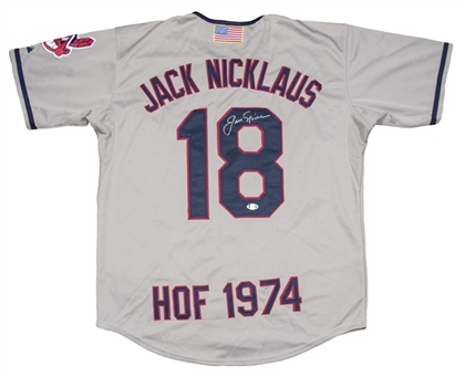 Jack Nicklaus Signed Cleveland Indians "HOF 1974" #18 Jersey (Beckett)